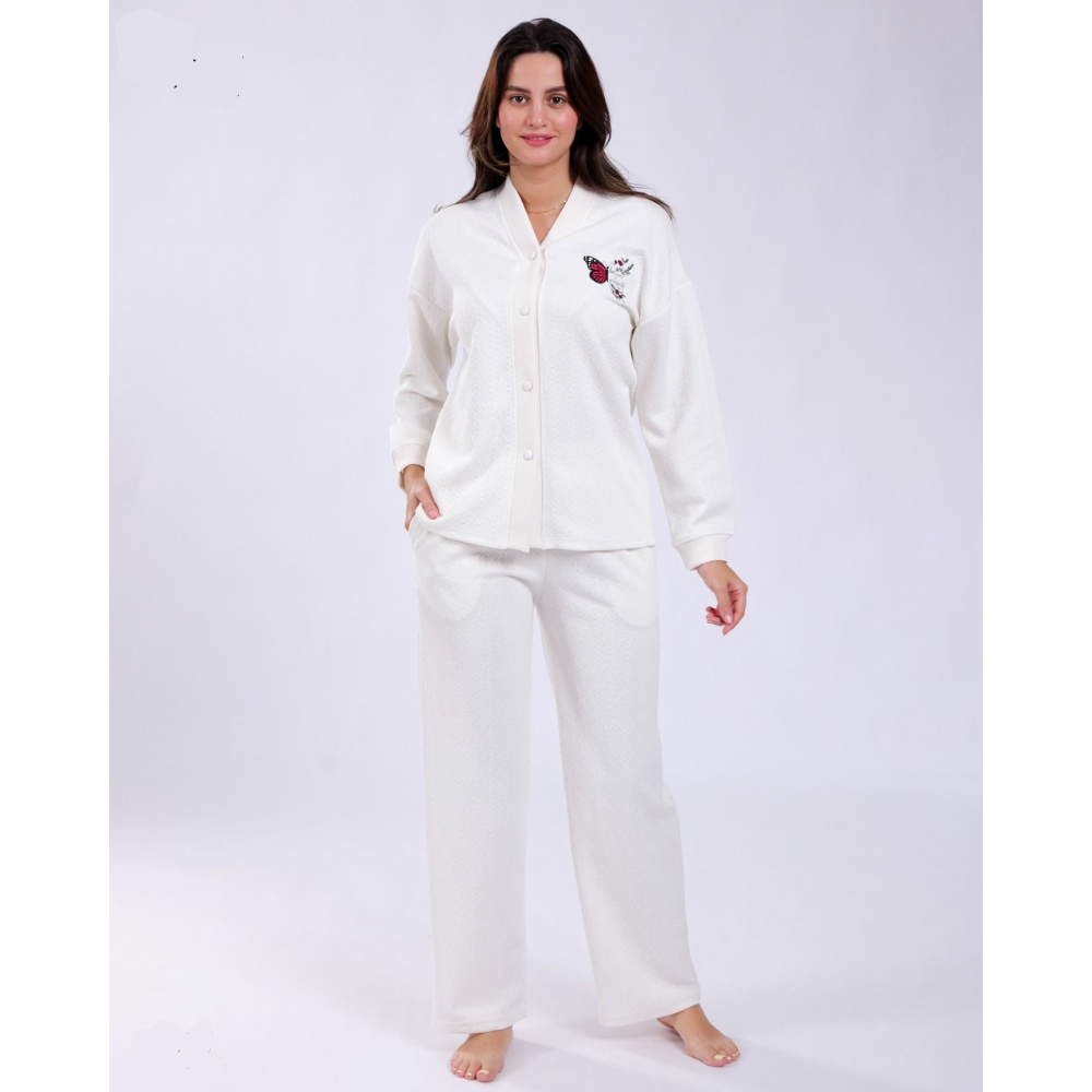 Pyjama femme en coton doux – Blanc élégant