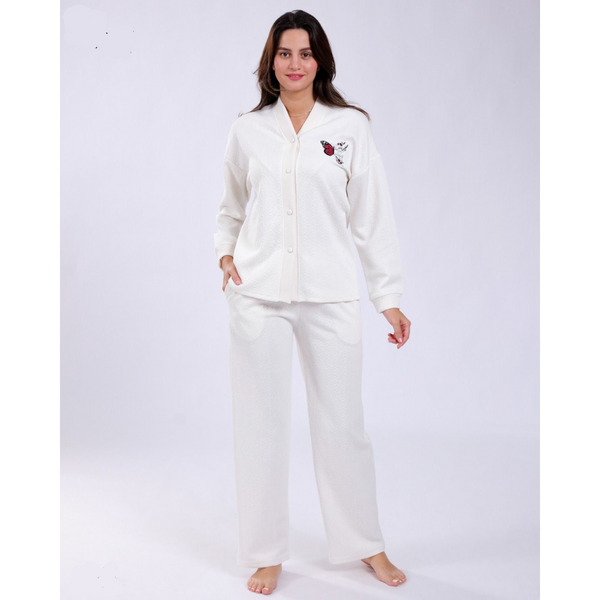 Pyjama femme en coton doux – Blanc élégant
